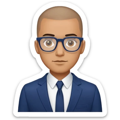Buzz cut Latino with rectangular glasses and dark blue suit  sticker
