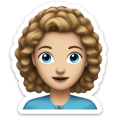 Caucasian woman with brown hair and blue eyes sticker