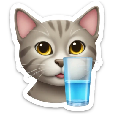 Cat drink water sticker