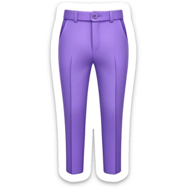 A 3D cartoon lavender-purple formal pant with visible seams and buttons, soft shading, isolated plain background, Memoji-style. sticker