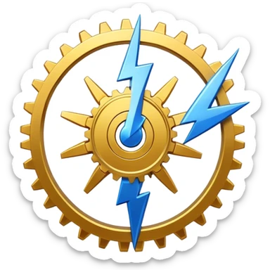 A sleek, modern icon representing web app performance optimization. A golden gear and a lightning bolt, symbolizing improvement and speed. The design should use gold and blue colors. sticker
