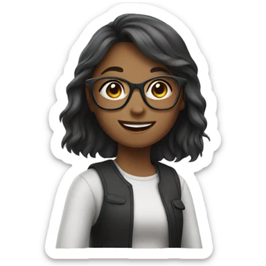 girl with glasses waving  sticker