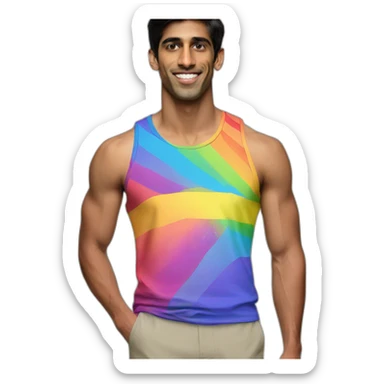 Rishi sunak with lgbt pride tank top on sticker