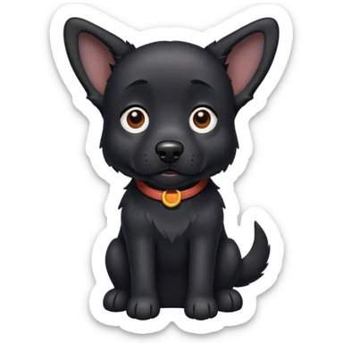 Black dog one ear up one ear down sticker