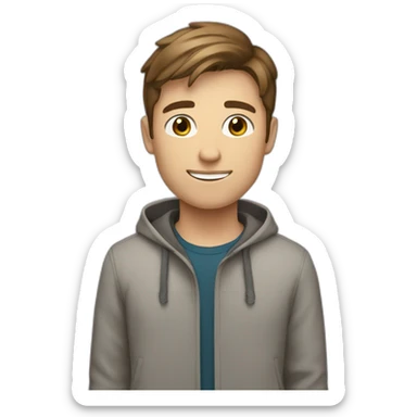 a white male student with VERY VERY VERY 1 cm short brown hair  sticker