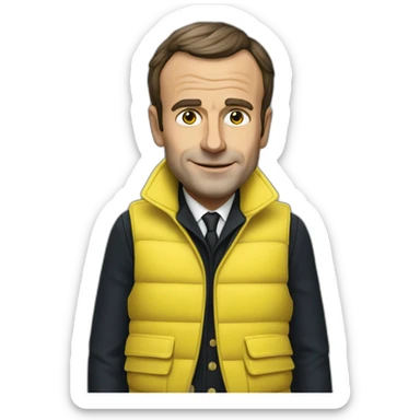 Emanuel Macron en gilet jaune sticker