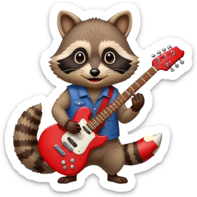 crazy Raccon with guitar sticker