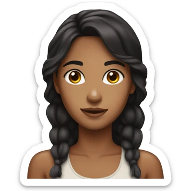 Girl with tan skin, dark hair, dark eyes, freckles sticker