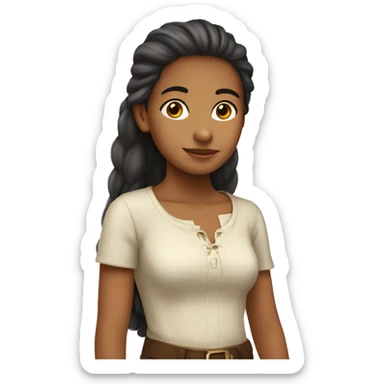 niña pelo largo castaño y ojosnegros sticker