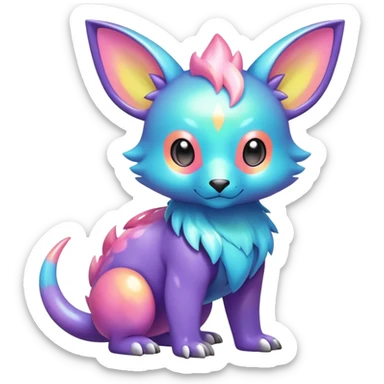 Cute cool shiny dark pastel colorful animal hybrid Fakemon full body sticker