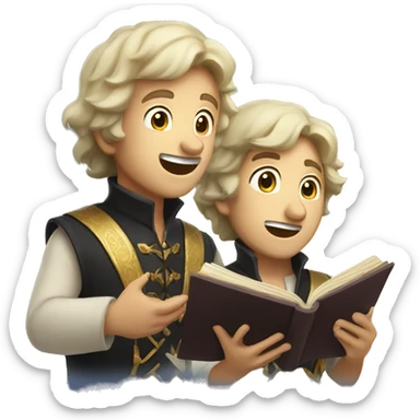 two caucasian bards singing with magic sticker