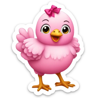 Cute Pink chicken with bow sticker