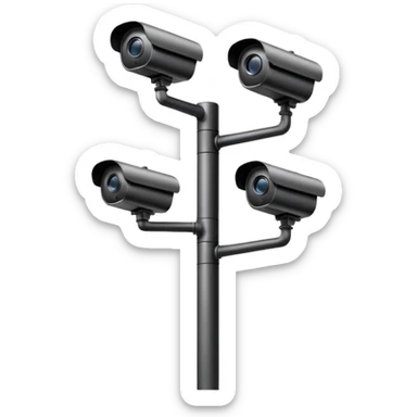 Multiple CCTV cameras on a pole in black  sticker
