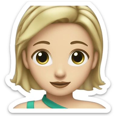 Blonde woman with short hair blue green eyes with one dark tortoise shell cat sticker