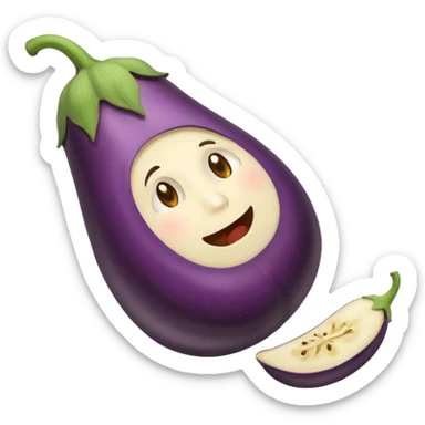 Eating a eggplant sticker