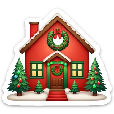 A house decorated for Christmas sticker