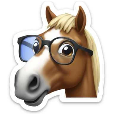 A horse with glasses  sticker