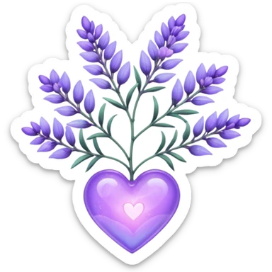 create a holographic lavender plant that wraps around a lavender colored heart sticker