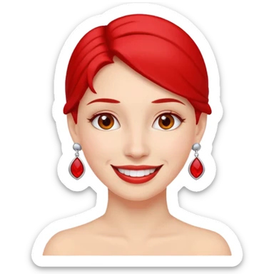 kırmızı küpeli kadın sticker