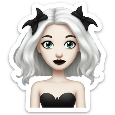 spooky girl, pale skin, cruella hair sticker