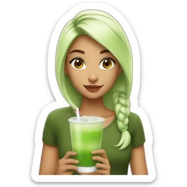 Alina and matcha drink sticker