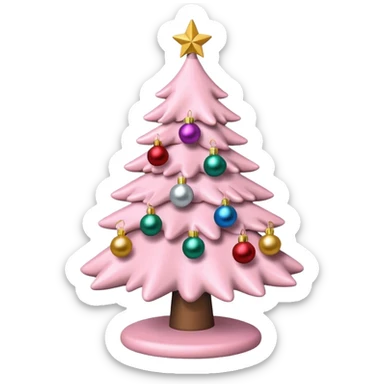 Light pink christmas tree with ornaments sticker