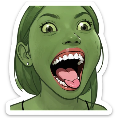 girl sticking tongue out over teeth sticker