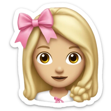 white girl with blond hair and a pink bow sticker