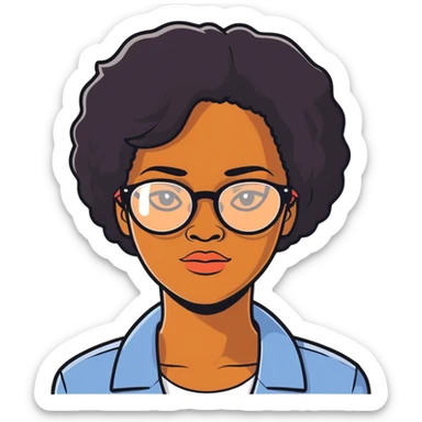 African American woman short hair glasses sticker