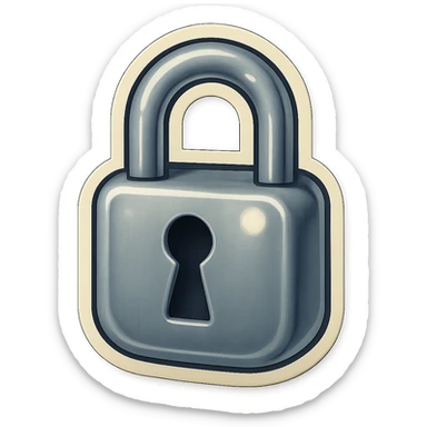 A gray padlock sticker in retro stickers style, with a vintage design and a retro vibe sticker