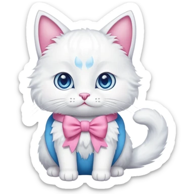 White cat with pink bow sticker