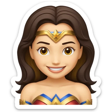 create a yellow emoji of wonder woman. style windows emoji sticker