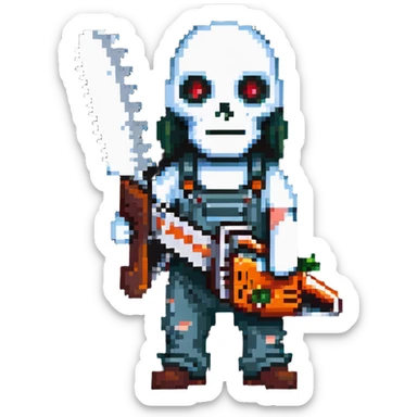 Horror movie character with chainsaw sticker