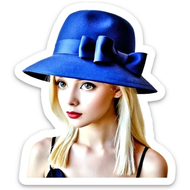 Панама синего цвета, панама в минималистичном стиле emoji. Материал панамы: джинса. У панамы есть черные шнурки. sticker