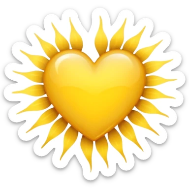 yellow heart with a sunburst pattern sticker