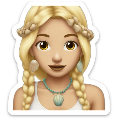 blonde boho girl with face piercings and a shell necklace sticker