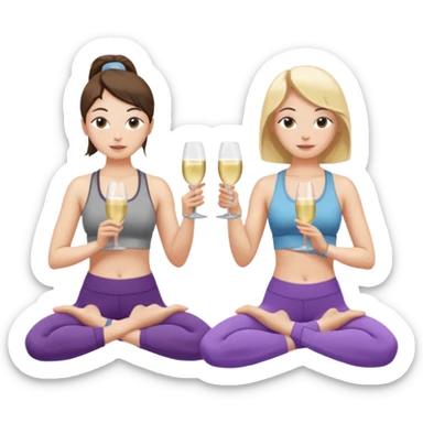 two girl yoga and prosecco  sticker