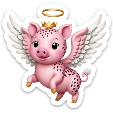 Cheetah print flying pig with angel wings sticker