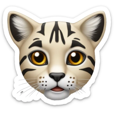 Tête de Chat avec pelage beige et tigré noir et oreilles noires et yeux bleus c sticker