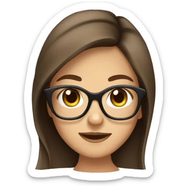 A pretty girl with glasses and brown hair sticker