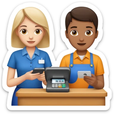 cashier and a person sticker