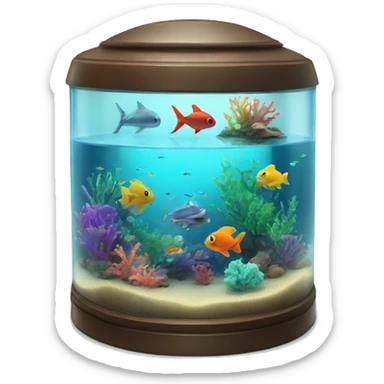 Nostalgic aquarium with sea life inside and colored lights  sticker