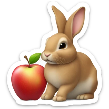 rabbit and apple sticker