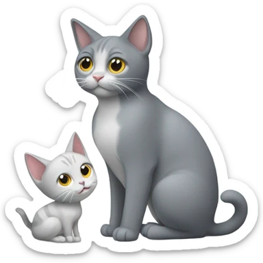 Grey cat and white cat playing. Grey cat is bigger  sticker