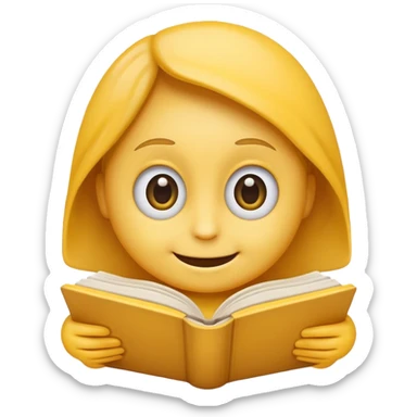 smiling face emoji reading a book sticker
