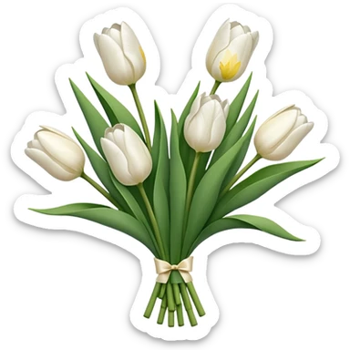 Bouquet of white tulips  sticker