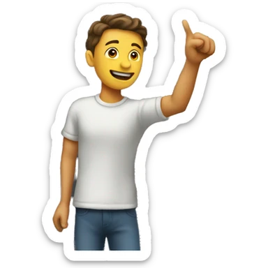 A person pointing at a door that is open  sticker