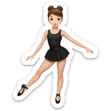 menina cabelos castanhos pele branca com coque vestida de roupas de jazz e sapatilhas pretas sticker