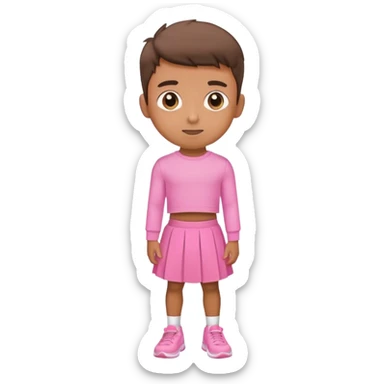 boy wearing pink longsleeve crop top and skirt sticker
