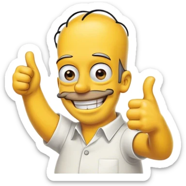 Abe Simpson with a smile, giving a thumbs-up sticker